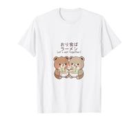 Kawaii Bear Cubs Let's Eat Together Diseño de Fideos japoneses Camiseta