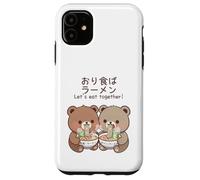 Kawaii Bear Cubs Let's Eat Together Diseño de Fideos japoneses Carcasa para iPhone 11