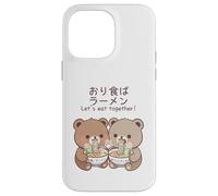 Kawaii Bear Cubs Let's Eat Together Diseño de Fideos japoneses Carcasa para iPhone 14 Pro MAX