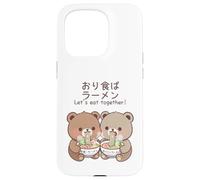 Kawaii Bear Cubs Let's Eat Together Diseño de Fideos japoneses Carcasa para iPhone 15 Pro