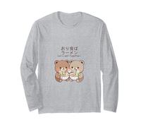 Kawaii Bear Cubs Let's Eat Together Diseño de Fideos japoneses Manga Larga