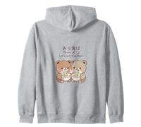 Kawaii Bear Cubs Let's Eat Together Diseño de Fideos japoneses Sudadera con Capucha