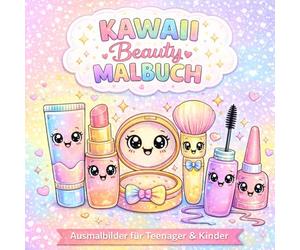 Kawaii Beauty Malbuch für Kinder - 60 Ausmalbilder für Kinder & Erwachsende - Kreativer Malspaß: Süße Make-up & Beauty Motive zum Ausmalen - Kosmetik, ... & Haar-Accessoires | Einfaches Coloring Book