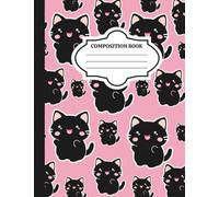 Kawaii Black Cat Halloween Composition Notebook - 100 Pages: Cute Pink Aesthetic Journal for Girls, Teens & Stationery Lovers | Wide Ruled School Supplies (Pink Spooky Season Collection)