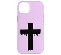 Kawaii Black Drippy Cross, Gurokaw Pastel Goth Estética Carcasa para iPhone 14 Plus
