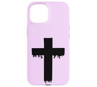 Kawaii Black Drippy Cross, Gurokaw Pastel Goth Estética Carcasa para iPhone 15