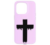 Kawaii Black Drippy Cross, Gurokaw Pastel Goth Estética Carcasa para iPhone 15 Pro