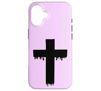 Kawaii Black Drippy Cross, Gurokaw Pastel Goth Estética Carcasa para iPhone 16