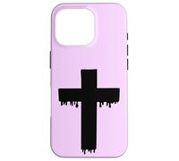 Kawaii Black Drippy Cross, Gurokaw Pastel Goth Estética Carcasa para iPhone 16 Pro