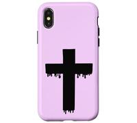 Kawaii Black Drippy Cross, Gurokaw Pastel Goth Estética Carcasa para iPhone X/XS