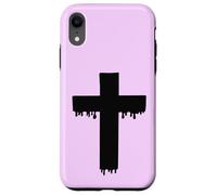 Kawaii Black Drippy Cross, Gurokaw Pastel Goth Estética Carcasa para iPhone XR