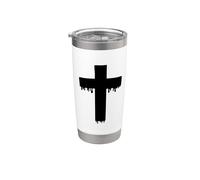 Kawaii Black Drippy Cross, Gurokaw Pastel Goth Estética Vaso térmico de acero inoxidable de doble pared