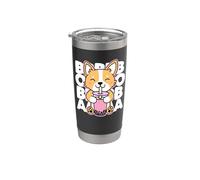 Kawaii Boba Lindo perro animado Corgi Kawaii Tea Drink Dark Vaso térmico de acero inoxidable de doble pared