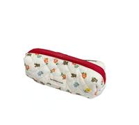 Kawaii - Bolsa de maquillaje floral para coqueta, bolsa de cosméticos estética, bolsa de viaje organizadora, bonita bolsa de aseo acolchada Cottagecore (beige, pequeña)