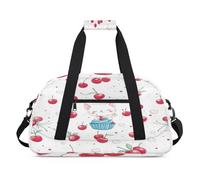 Kawaii - Bolsas de lona con diseño de gato y cerezas para mujeres, hombres, niños y niñas, bolsa de viaje para fin de semana, bolsa de viaje de 24 litros para deporte, gimnasio, bolsa de práctica,