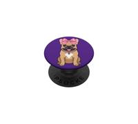 Kawaii Bulldog Francés Arco Rosa Coqueta Frenchie PopSockets PopGrip Adhesivo