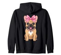 Kawaii Bulldog Francés Arco Rosa Coqueta Frenchie Sudadera con Capucha
