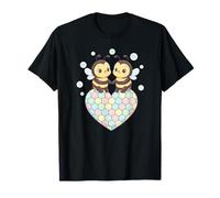 Kawaii Bumble Bee Pareja Panal Corazón Amor Día de San Valentín Camiseta