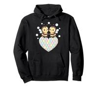 Kawaii Bumble Bee Pareja Panal Corazón Amor Día de San Valentín Sudadera con Capucha