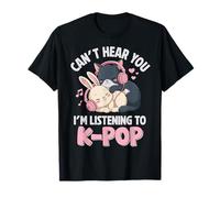 Kawaii Bunny Cat KPOP no Puede oírte Escuchar Escuchar K Pop Girl Camiseta