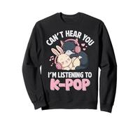 Kawaii Bunny Cat KPOP no Puede oírte Escuchar Escuchar K Pop Girl Sudadera