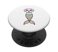 Kawaii Cachorro Sirena Perro Pastel Escamas Lindo Personaje PopSockets PopGrip Adhesivo