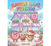 Kawaii Cafe Friends Coloring Book for Kids Ages 4-10: Cute Food and Animal Characters to Color Featuring Adorable Cafe Scenes, Sweet Treats, Drinks, and Fun Activities for Girls and Boys Ages 4-10