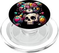 Kawaii - Camiseta de Peluche gótica Pastel - Lindo Oso de Anime de Calavera Espeluznante PopSockets PopGrip para MagSafe