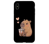 Kawaii Capibara Bebiendo Té Burbuja Lindo Boba Capibara Amante Carcasa para iPhone XS Max