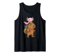 Kawaii Capybara Axolotl Hiking Forest Critter Nature Lovers Camiseta sin Mangas