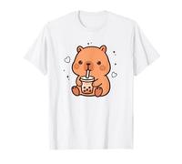 Kawaii Capybara Boba Bubble Tea Lindo Anime Niñas Niños Adolescentes Camiseta
