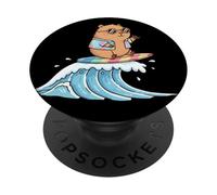 Kawaii Capybara Catching The Wave PopSockets PopGrip Adhesivo