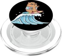 Kawaii Capybara Catching The Wave PopSockets PopGrip para MagSafe