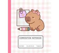 Kawaii Capybara Composition Notebook - Soft Pink Plaid Journal with Cute Pencil & Notes | 120 College-Ruled Pages | 7.5 x 9.25 in: Adorable Capybara ... Book for Girls, Kids, and Animal Lovers