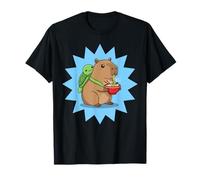 Kawaii Capybara Eating Ramen Cute Turtle Mochila Camiseta