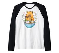 Kawaii Capybara Eating Ramen Noodles Cute Capybara Boy Girl Camiseta Manga Raglan