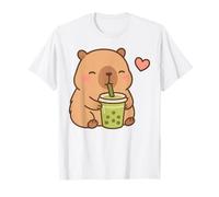 Kawaii Capybara Girls Bebiendo Matcha tee Cute Capy Lover Camiseta