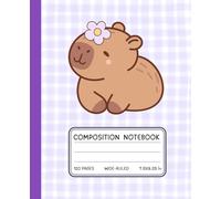 Kawaii Capybara Notebook - Cute Purple Gingham Composition Book for Girls & Students | Wide Ruled, 120 Pages, 7.5 x 9.25 in: Adorable Capybara with ... Journal for School, Notes & Journaling