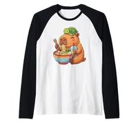Kawaii Capybara Ramen Turtle Bubble Tea For Boys, Girls Camiseta Manga Raglan