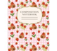 Kawaii Capybara & Strawberry Composition Notebook - Pink Plaid Wide Ruled School Notebook (7.5x9.25, 120 Pages): Cute Aesthetic Pastel Cover Journal ... Stationery Fans, Writers, and Academic Use