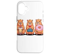 Kawaii Capybaras Té con Leche Video Game Gamer Donut Carcasa para iPhone 16 Plus