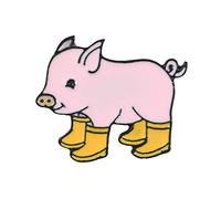 Kawaii Cartoon Cerdo Botas de Lluvia Aleación Animal Esmalte Pin Pin Partido Regalo Insignia Lovely And Atractivo