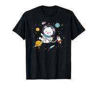 Kawaii Cartoon Kids Boys Astronaut Space Polar Bear Lover Camiseta