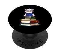 Kawaii Cartoon Kids Girls Books Reading Polar Bear Lover PopSockets PopGrip Adhesivo