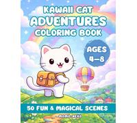 Kawaii Cat Adventures Coloring Book: 50 Fun and Magical Cat Scenes for Kids Ages 4-8 | Cute Everyday and Fantasy Coloring Pages