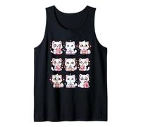 Kawaii Cat Boba Milk Lindo Anime Bubble Tea Fresa Camiseta sin Mangas