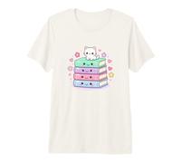 Kawaii Cat Bookworm Teen Book Lover | Lectura de fanáticos del Anime para niños Camiseta Premium