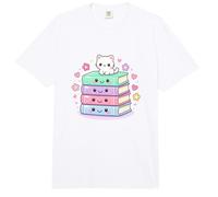 Kawaii Cat Bookworm Teen Book Lover | Lectura de fanáticos del Anime para niños Comfort Colors Adult Heavyweight T-Shirt