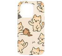 Kawaii Cat Cartoon Funny Mischief Kitty Chaos Pattern Carcasa para iPhone 15 Pro