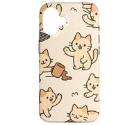 Kawaii Cat Cartoon Funny Mischief Kitty Chaos Pattern Carcasa para iPhone 16